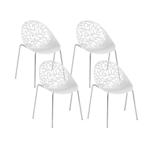 Zestaw 4 krzeseł do jadalni biały MUMFORD