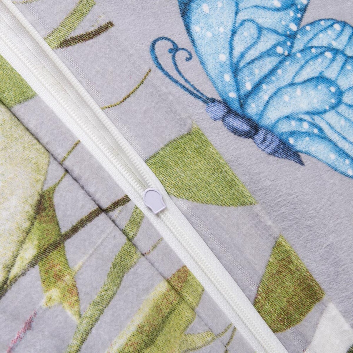 Pościel flanelowa 140x200 Florina Mist szara z kolorowymi kwiatami, Flanelove