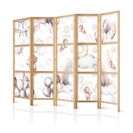 Parawan japoński Dla dzieci 225x172 cm 5-częściowy biały