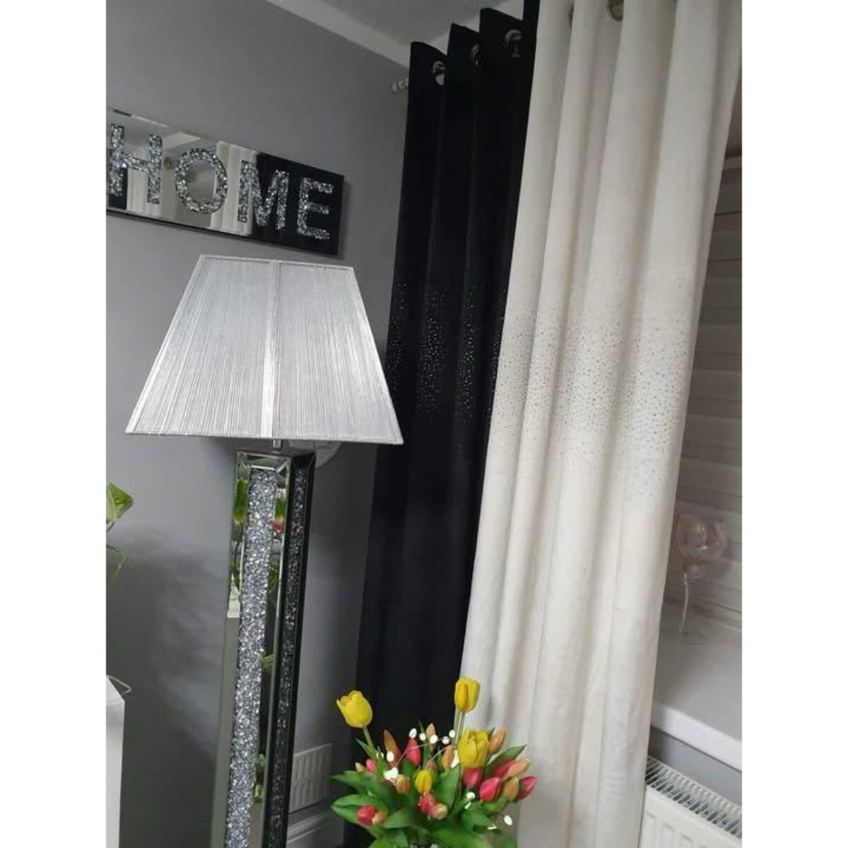 Zasłona welurowa "ALLUMINIUM" 140x250 KRYSZTAŁKI na przelotki śmietana