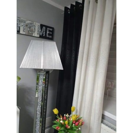 Zasłona welurowa "ALLUMINIUM" 140x250 KRYSZTAŁKI na przelotki śmietana