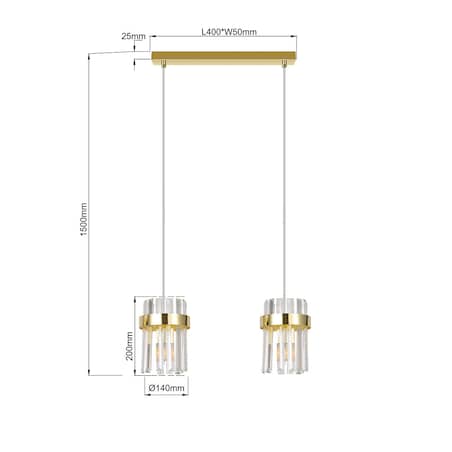 Lampa sufitowa wisząca Light Prestige Vetro złoty 2 x E14 1 szt.