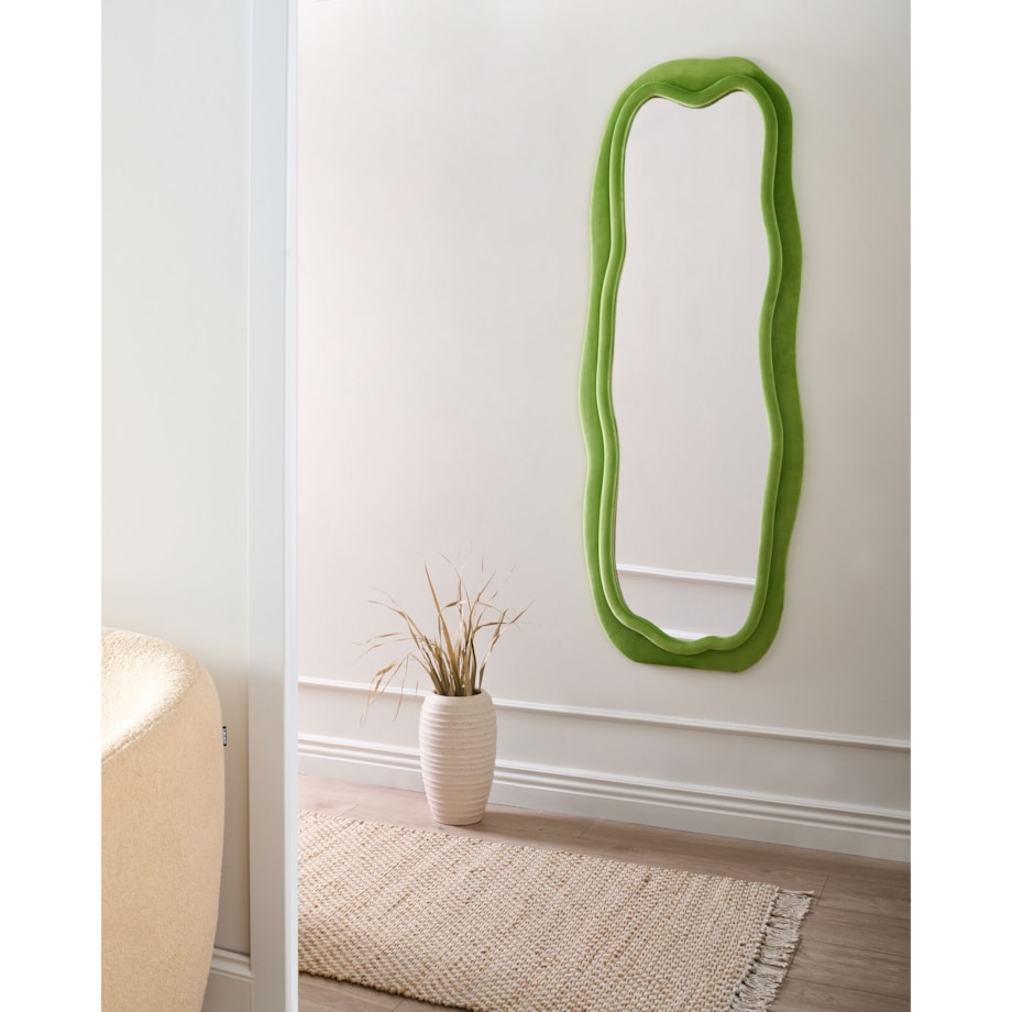 Lustro ścienne BEAUNE 56 cm 160 cm Welur Zielony