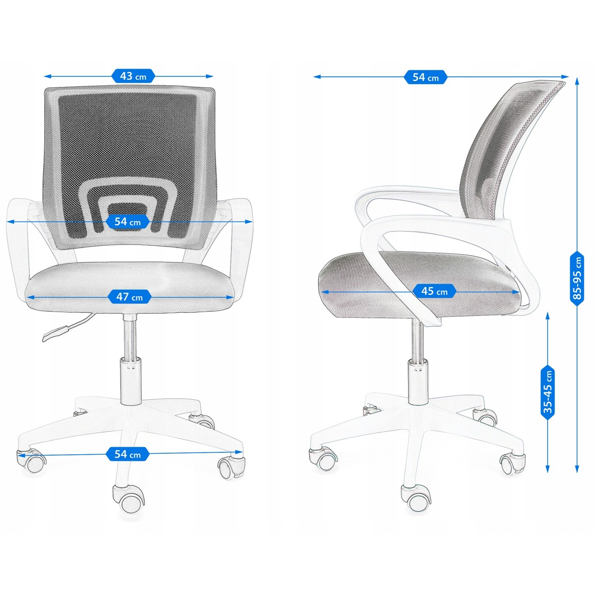 Krzesło biurowe profilowane SMART szare