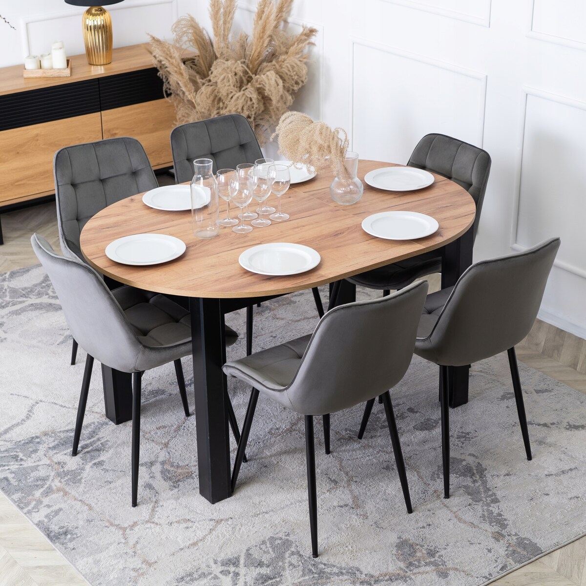 Krzesło Tapicerowane Welurowe Do Salonu Jadalni Kuchenne Szare CHRIS