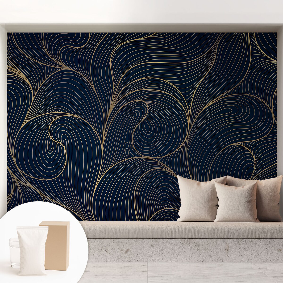 Fototapeta flizelinowa 208x146 cm - Falisty motyw, tapeta ścienna granatowa