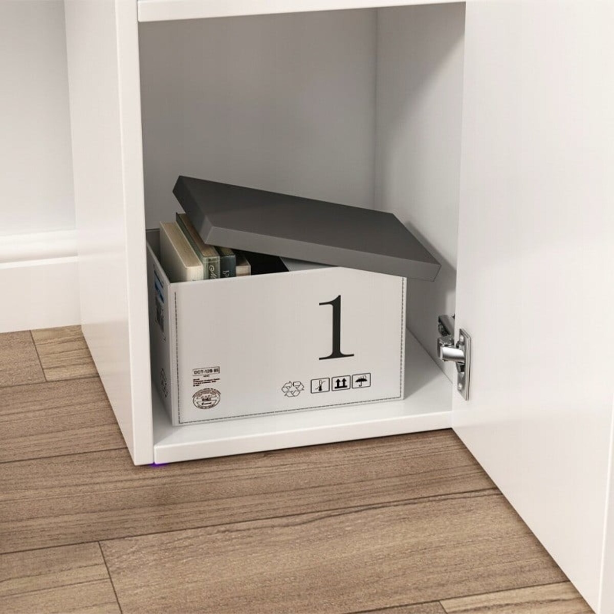 Regał biurowy z szufladą półkami słupek szafka stojąca biały loft 85 cm