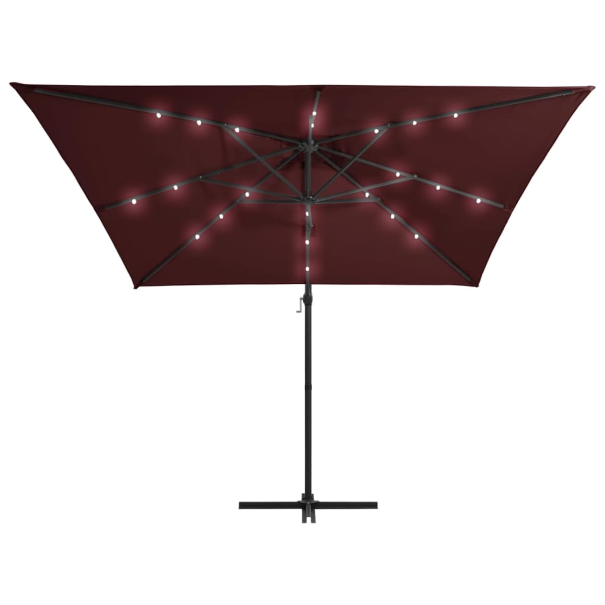 vidaXL Parasol wiszący z LED, bordowy, 250x250 cm