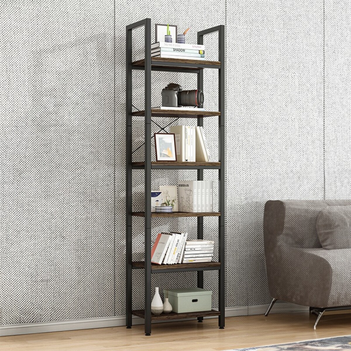 Biurowy Regał Na Książki Biblioteczka Wysoki Industrialny Słupek Vintage