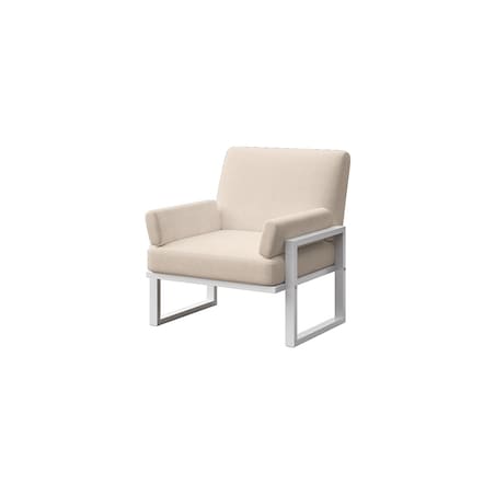 Fauteuil Soledo Beige clair - Cadre blanc