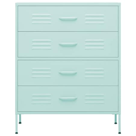 vidaXL Szafka z szufladami, miętowa, 80x35x101,5 cm, stalowa