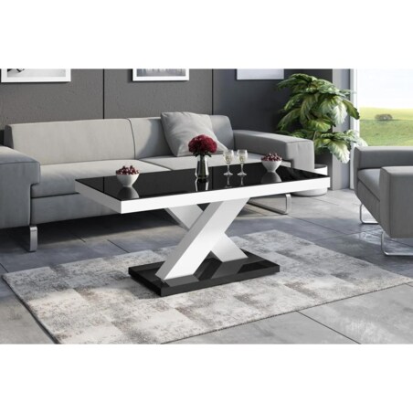 Ława XENON MINI 120x60 czarna połysk/biała połysk