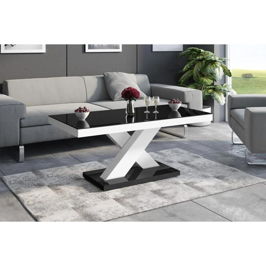 Ława XENON MINI 120x60 czarna połysk/biała połysk