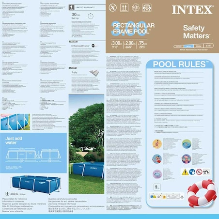 Intex Basen Rectangular Frame, 300 x 200 x 75 cm, 28272NP