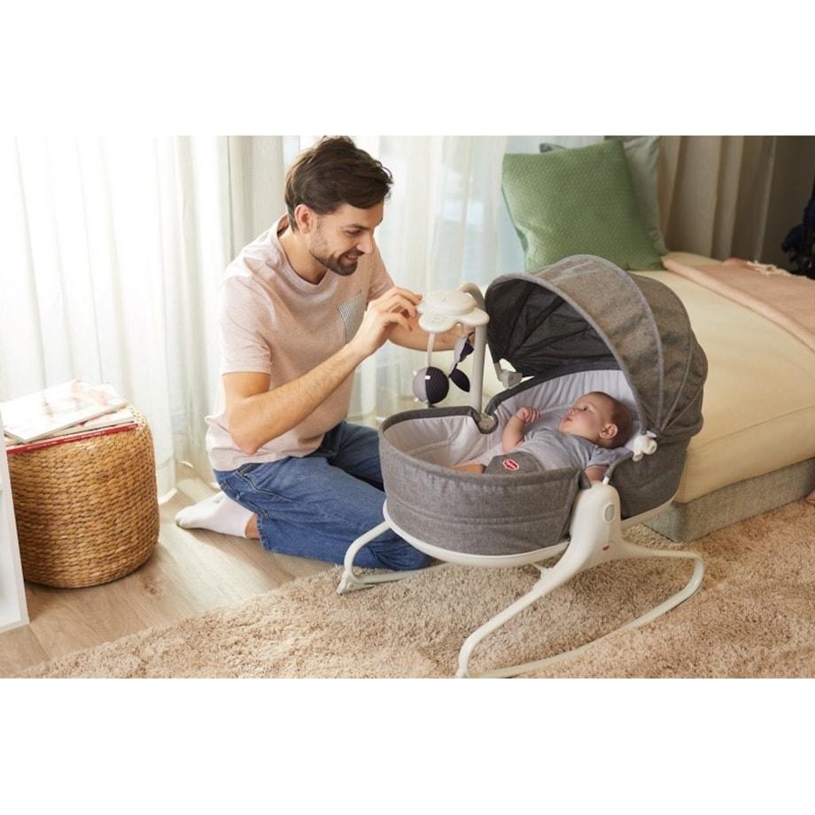 Wielofunkcyjny bujaczek Tiny z budką - Szary