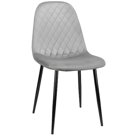 Krzesło tapicerowane nowoczesne pikowane do salonu jadalni jasnoszare