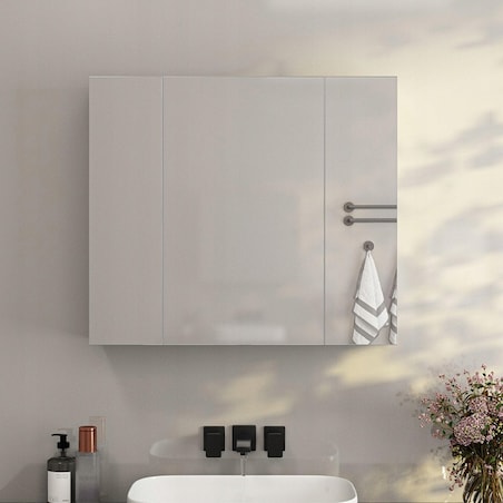 Wisząca szafka łazienkowa z trójdzielnym lustrem