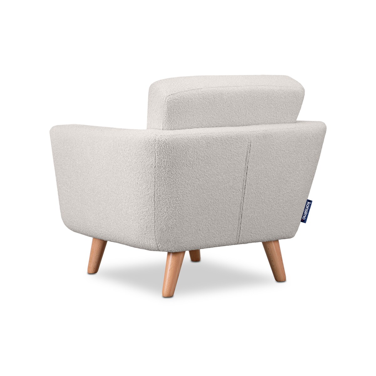 KONSIMO TAGIO Biały skandynawski fotel z tkaniny jagnięcej