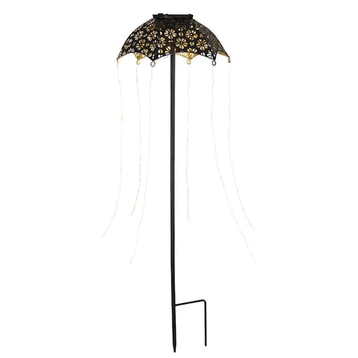 Lampa solarna dogruntowa LED Globo Parasol 60 LED 3000K czarna IP44 65 cm do ogrodu patio balkonu