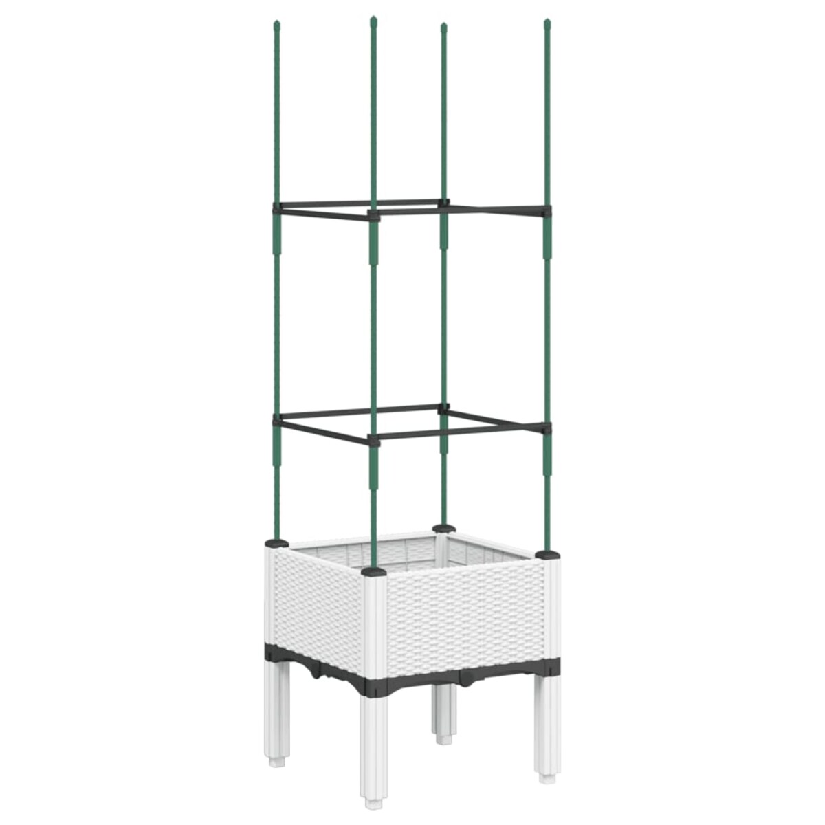 vidaXL Donica ogrodowa z kratką, biała, 40x40x142,5 cm, PP