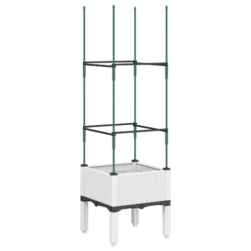 vidaXL Donica ogrodowa z kratką, biała, 40x40x142,5 cm, PP