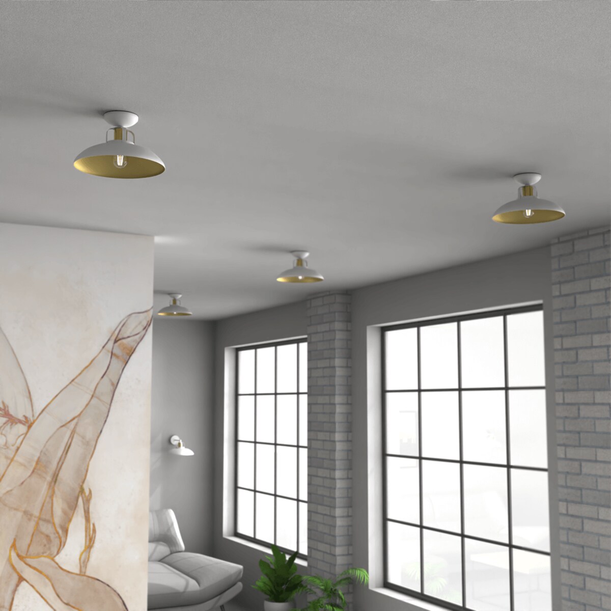 Sufitowa lampa okrągła Felix do przedpokoju biała złota