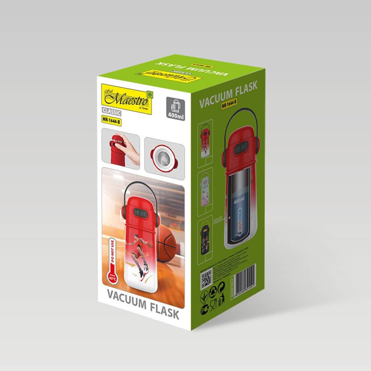 Kubek termiczny dla dzieci dziecka z ustnikiem 400ml koszykarz MAESTRO MR-1644-B