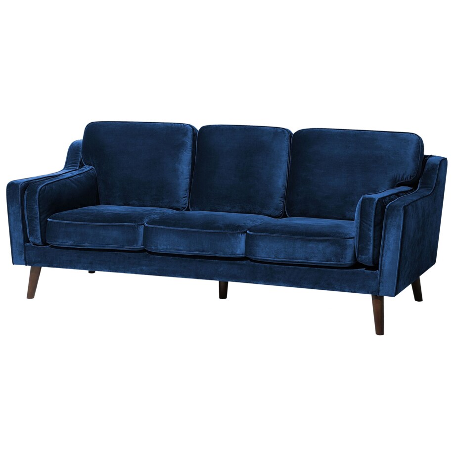 Sofa 3-osobowa welurowa niebieska LOKKA