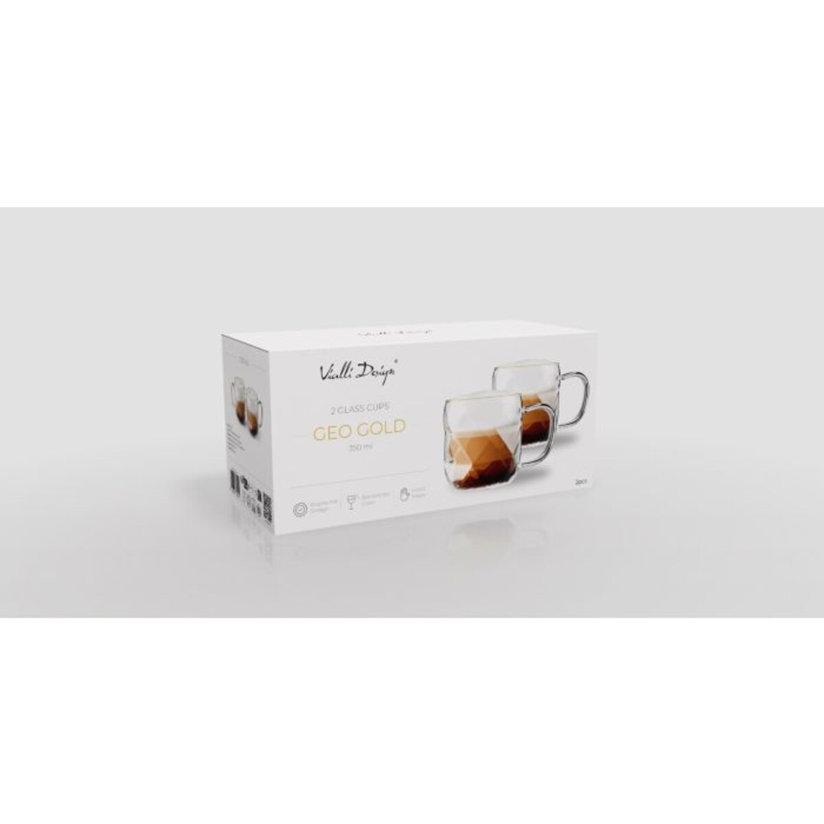 Komplet 2 filiżanki 350 ml ze złotym rantem Geo Gold 32125