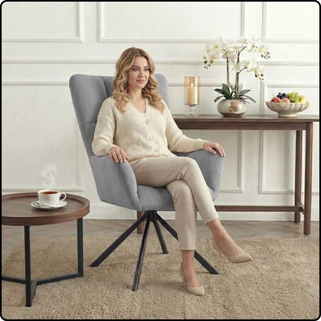 Krzesło tapicerowane obrotowe 180 do salonu jadalni nowoczesne welurowe