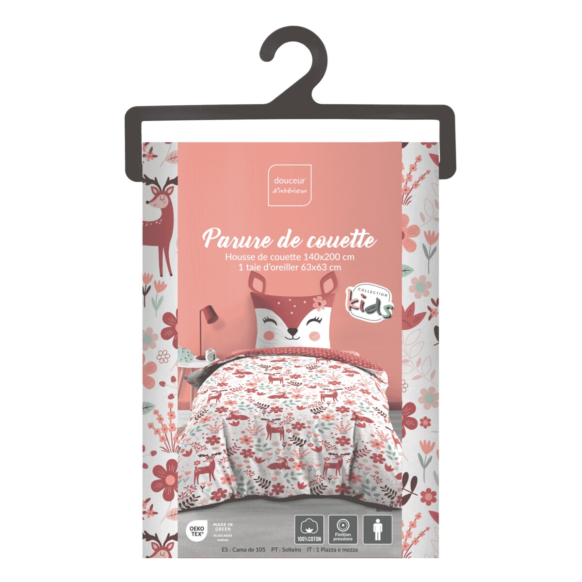 Pościel dziecięca 140 x 200 cm, dwuczęściowa, wzór w sarny