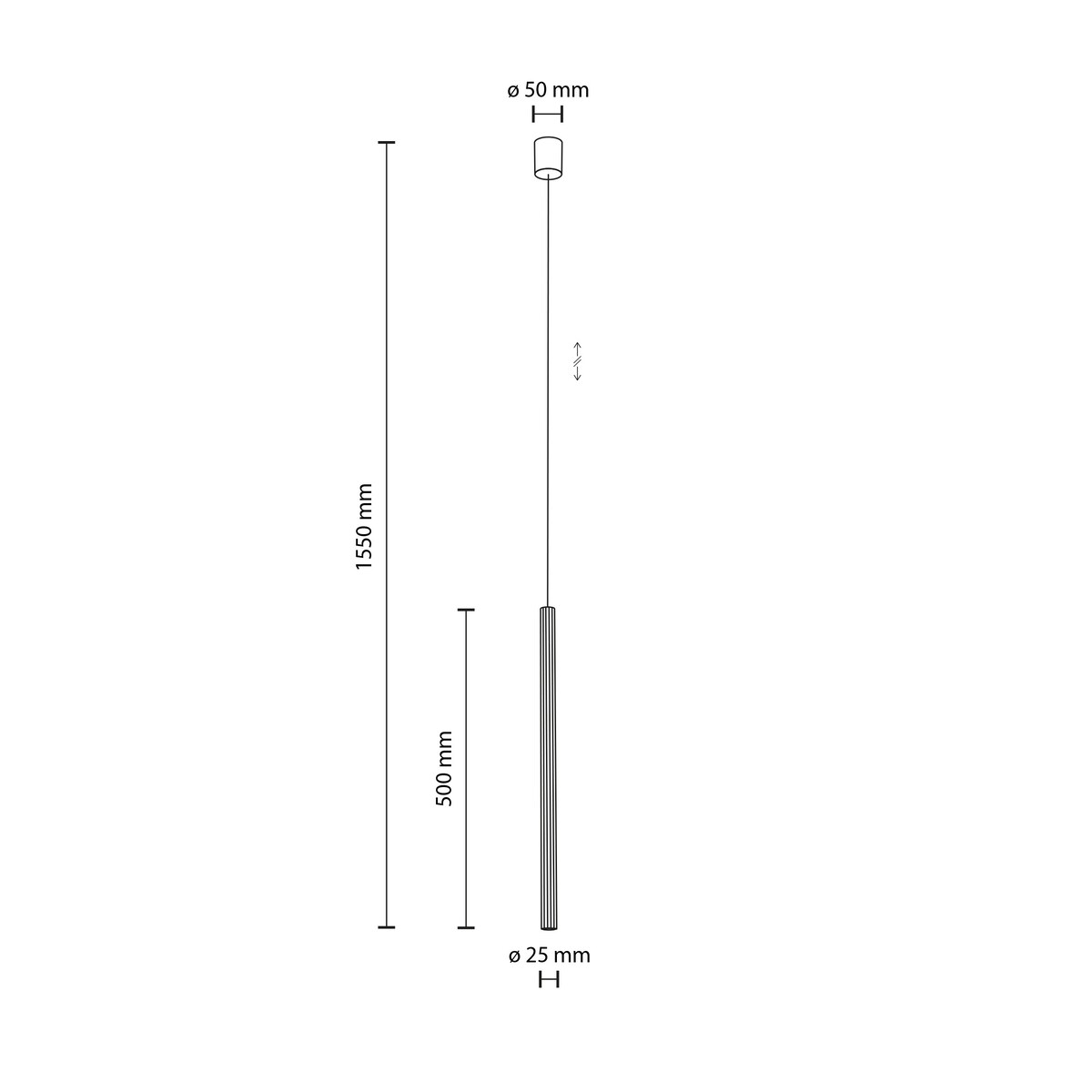 Lampa Wisząca Tk Lighting Ferro Czarna Ryflowana Metalowa Tuba Sopel Rurka 50Cm 1Xg9