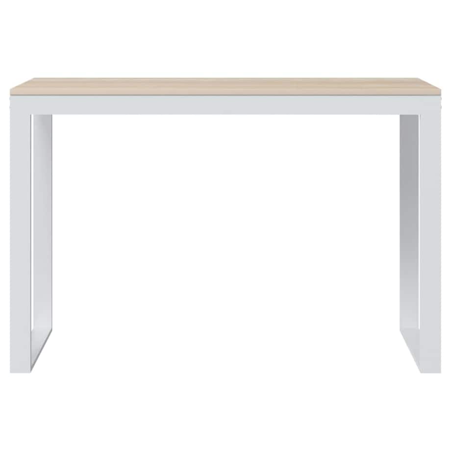 vidaXL Biurko komputerowe, biało-dębowe, 110x60x73 cm, płyta wiórowa