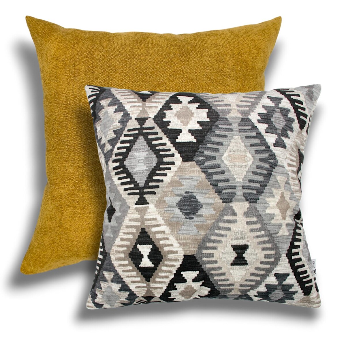 Miodowo szary zestaw poduszek dekoracyjnych Aztek Boho - Heaven