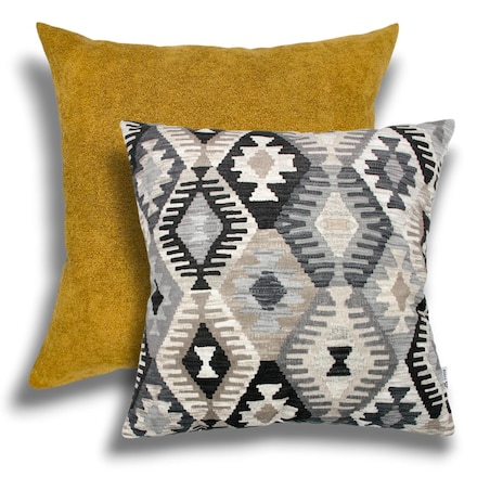 Miodowo szary zestaw poduszek dekoracyjnych Aztek Boho - Heaven