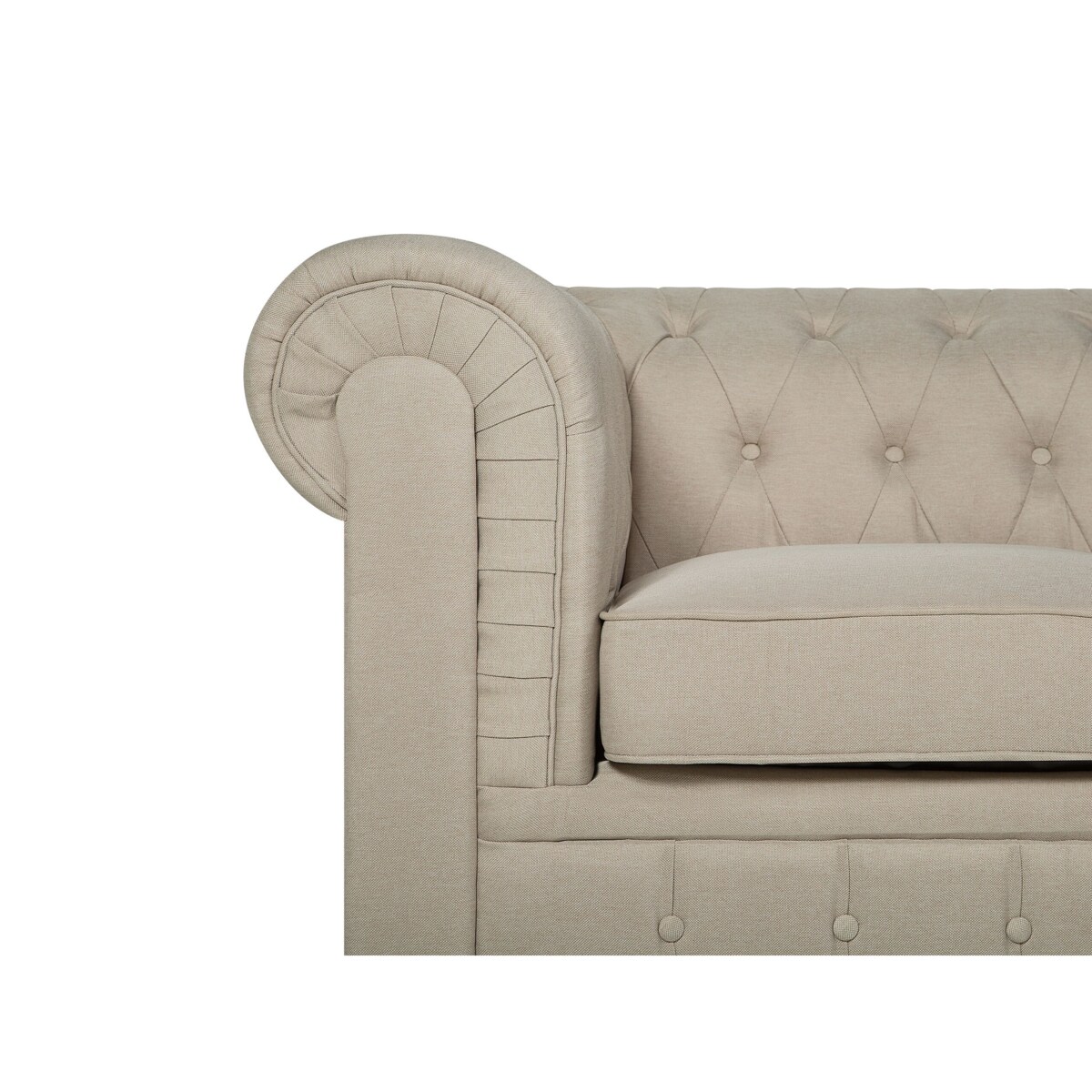 Komplet wypoczynkowy 4-osobowy duży beżowy CHESTERFIELD