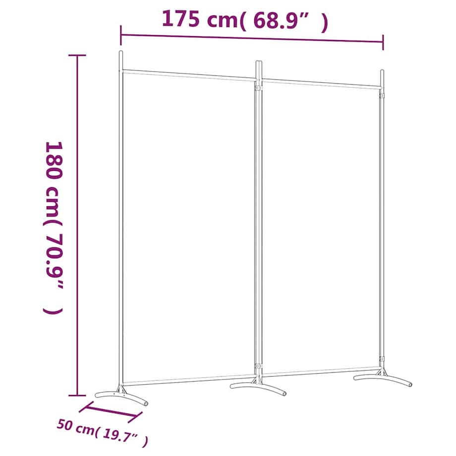 vidaXL Parawan 2-panelowy, biały, 175x180 cm, tkanina