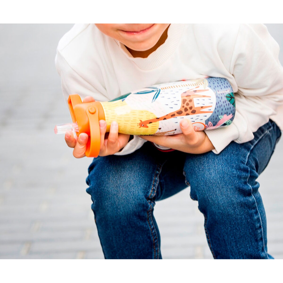 Cool Bottles Zakrętka ze słomką i czyścik Kids Orange