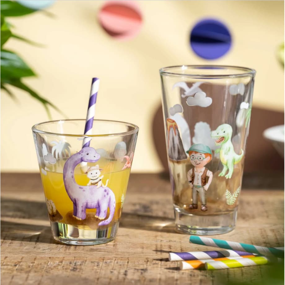 Szklanka z pokrywą i spodkiem 300ml dinozaur BAMBINI AVVENTURA - Leonardo