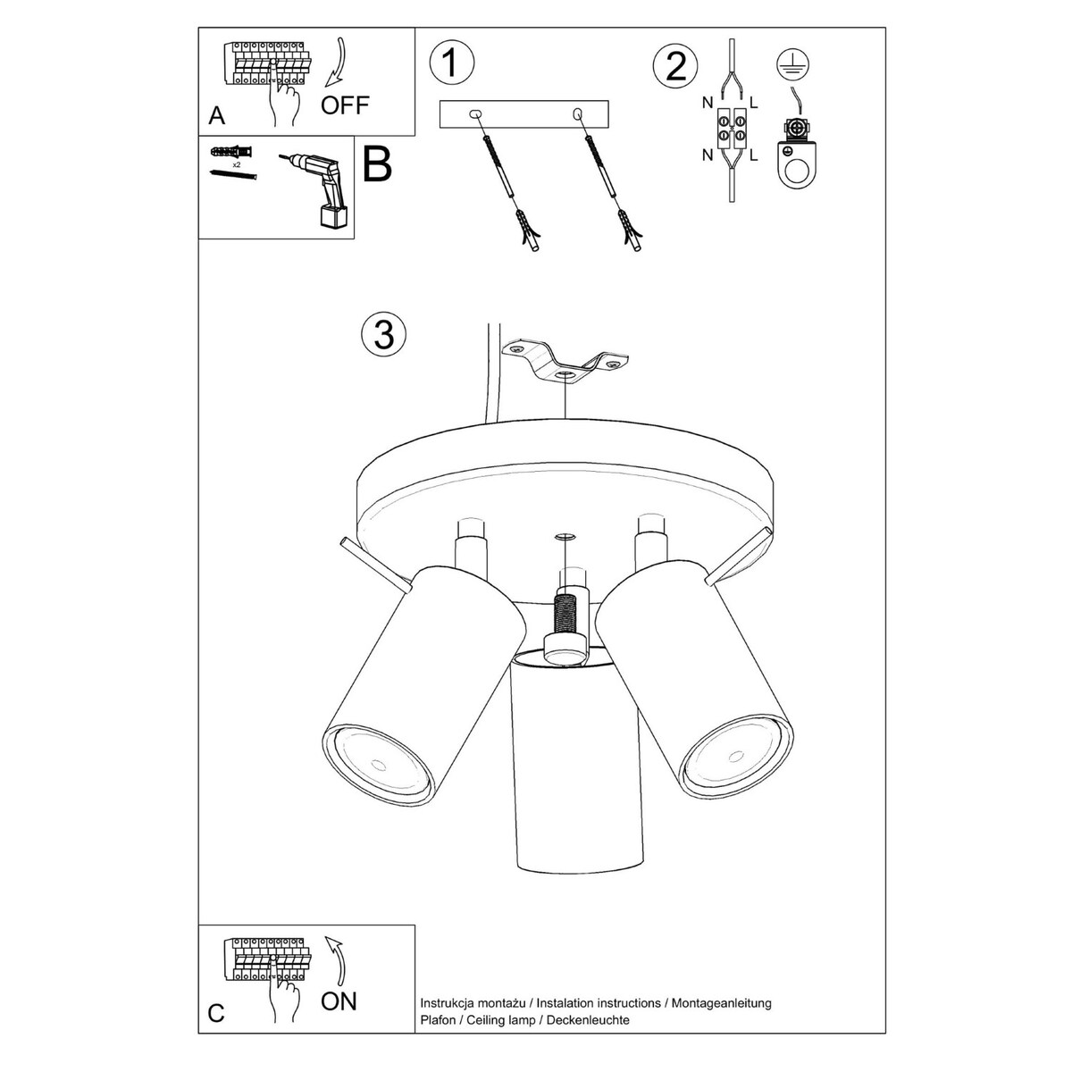 Plafon RING 3P ultramaryna