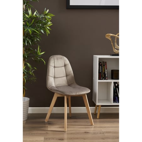 KRZESŁO skandynawskie TAPICEROWANE pikowane do kuchni salonu jadalni beżowe