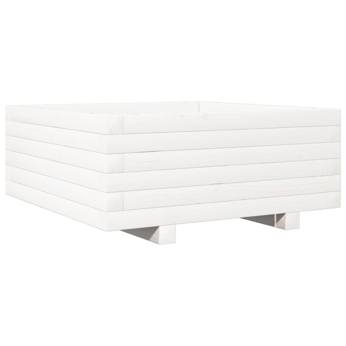 vidaXL Donica ogrodowa, biała, 60x60x26,5 cm, lite drewno sosnowe