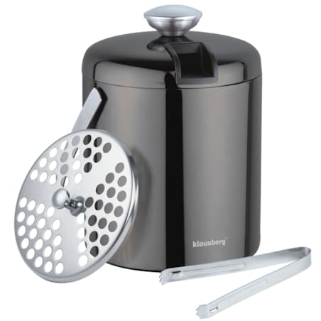 Wiaderko do lodu 1.3L + szczypce pojemnik na kostki lodu KLAUSBERG grafitowy