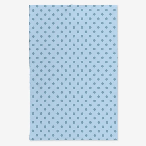 Lniany ręcznik kuchenny - błękitne kropki