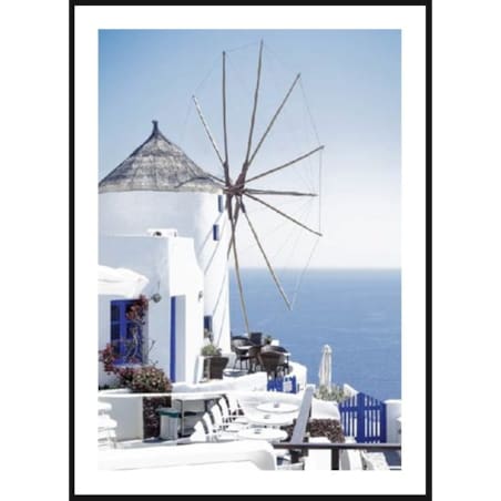 Poster Story, Plakat, Obraz - Biały Wiatrak na Santorini, wymiary 60 x 84 cm