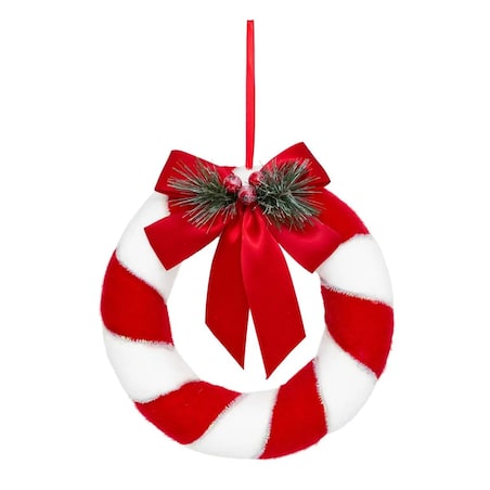 Zawieszka świąteczna, aksamitna, biało-czerwona Ø 23,5 cm