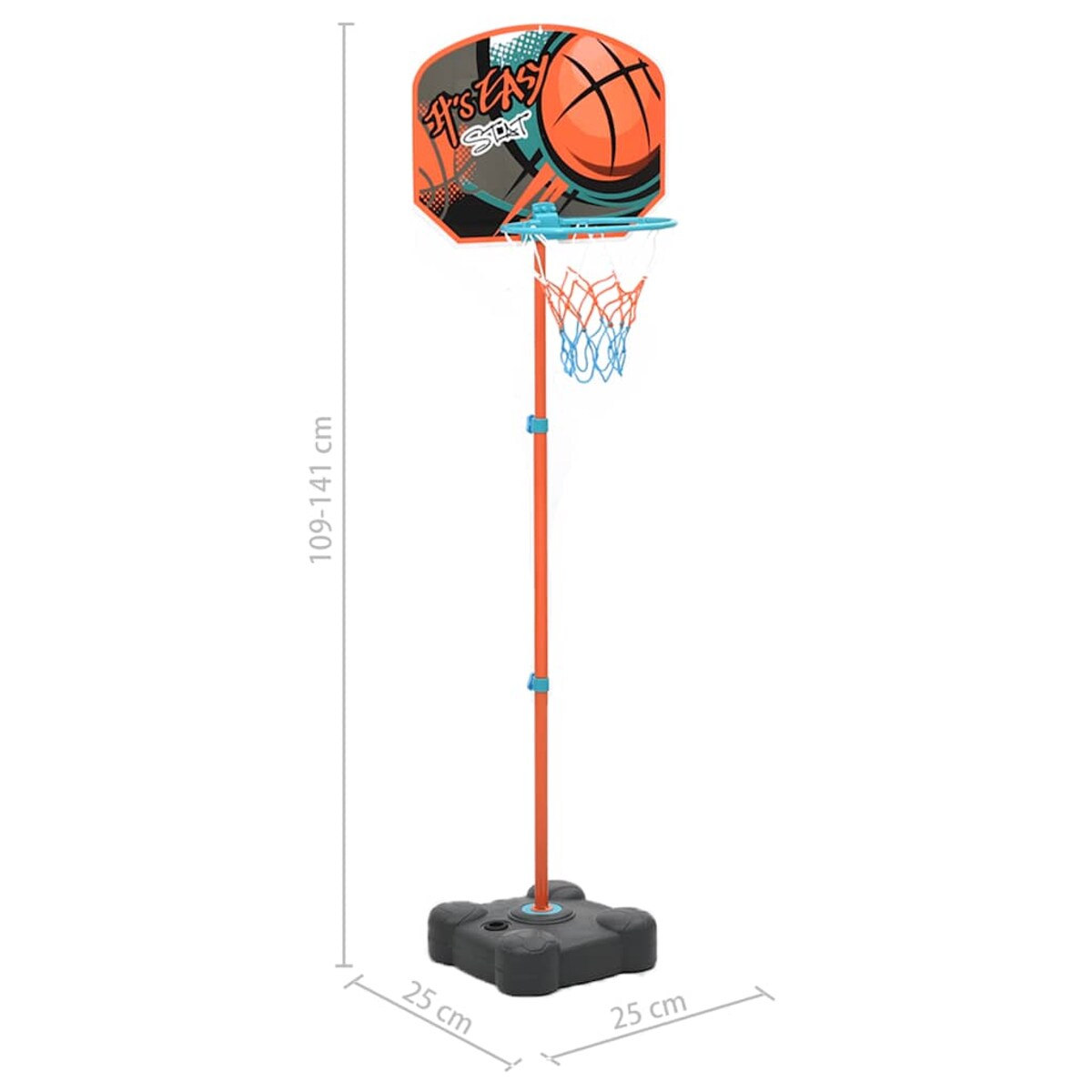 vidaXL Przenośny zestaw do koszykówki, regulowany, 109-141 cm