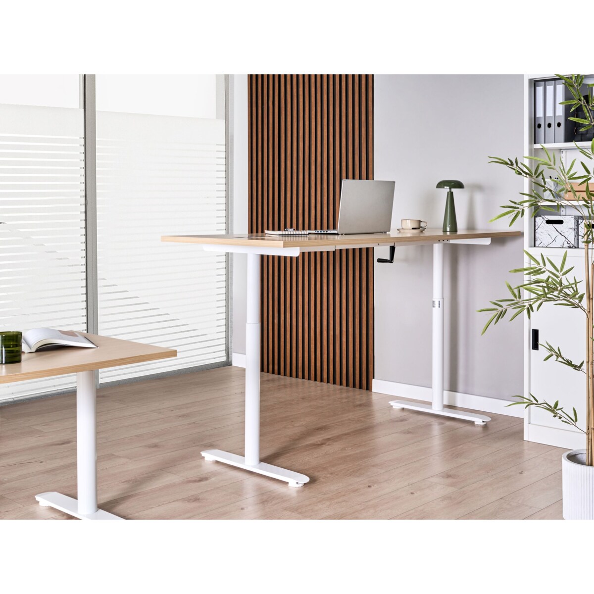 Biurko regulowane manualnie DESTINAS Jasny brąz/ biały 180 cm 72 cm