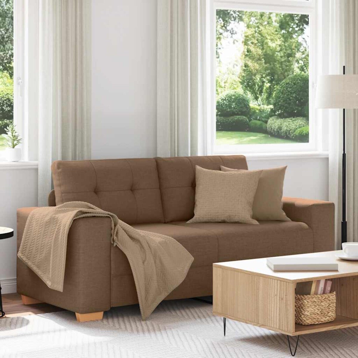 vidaXL Sofa dwuosobowa, brązowa, 180x77x82 cm, tkanina