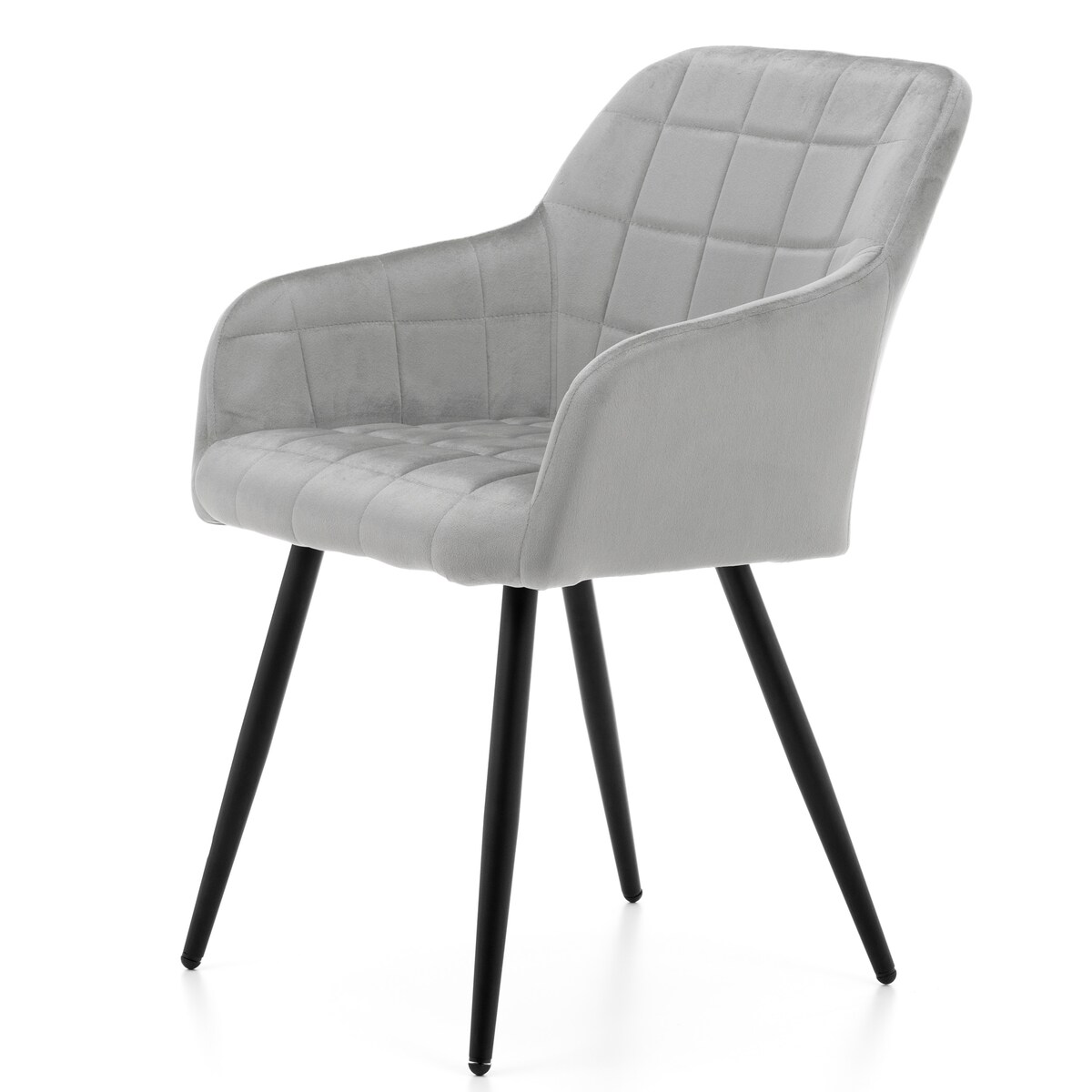 Krzesło tapicerowane pikowane welurowe do salonu jadalni ORTE jasnoszare